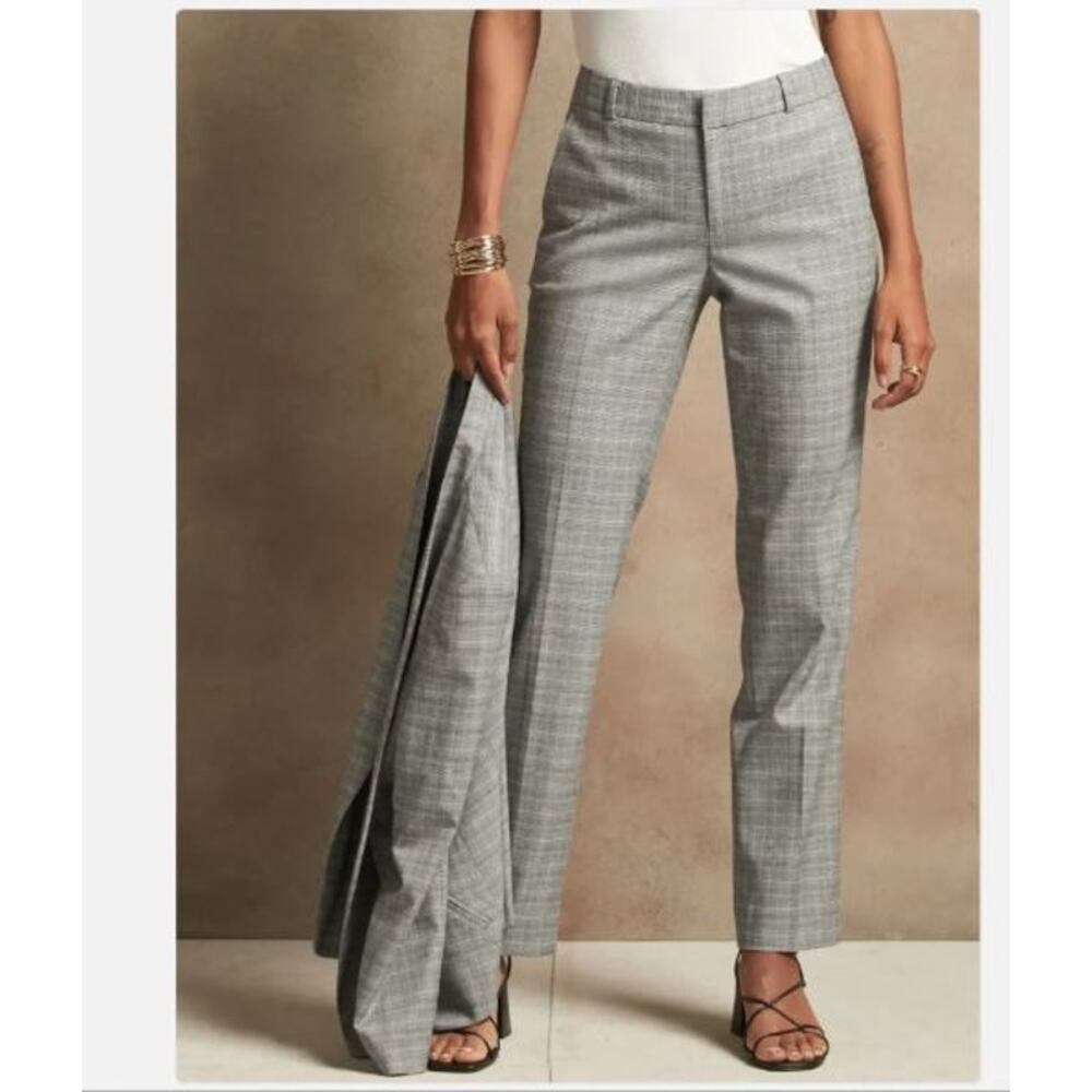 NWT Banana Republic Ryan Straight Pant Gray Glen Plaid Workwear Office 0 - Picture 3 of 7
